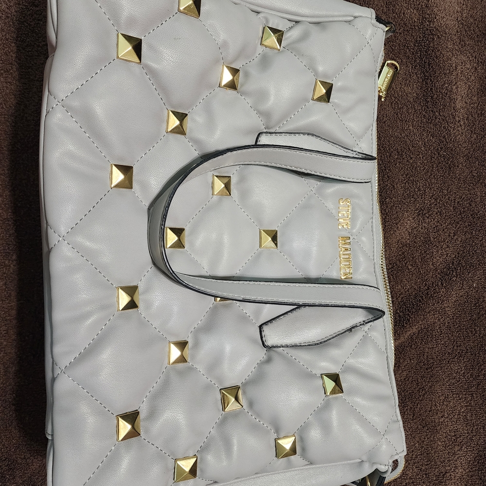 Steve Madden White Quilted Tote Bag